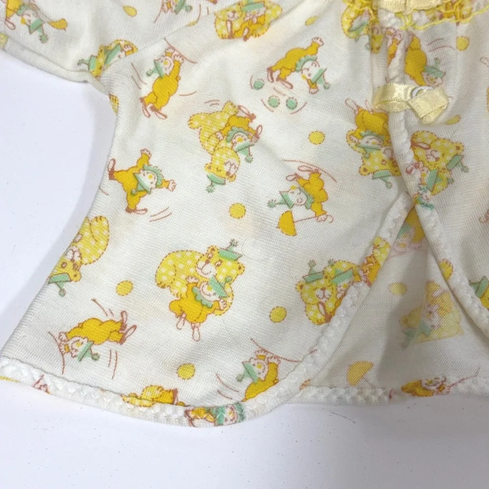 Vintage Carters Baby Shirts Lot 3 Yellow Circus Print Smocked Layette USA Made